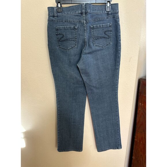 Liz Claiborne Slim Power Super Stretch Womens Petite 10P Jeans Dark Wash Denim - Picture 2 of 6